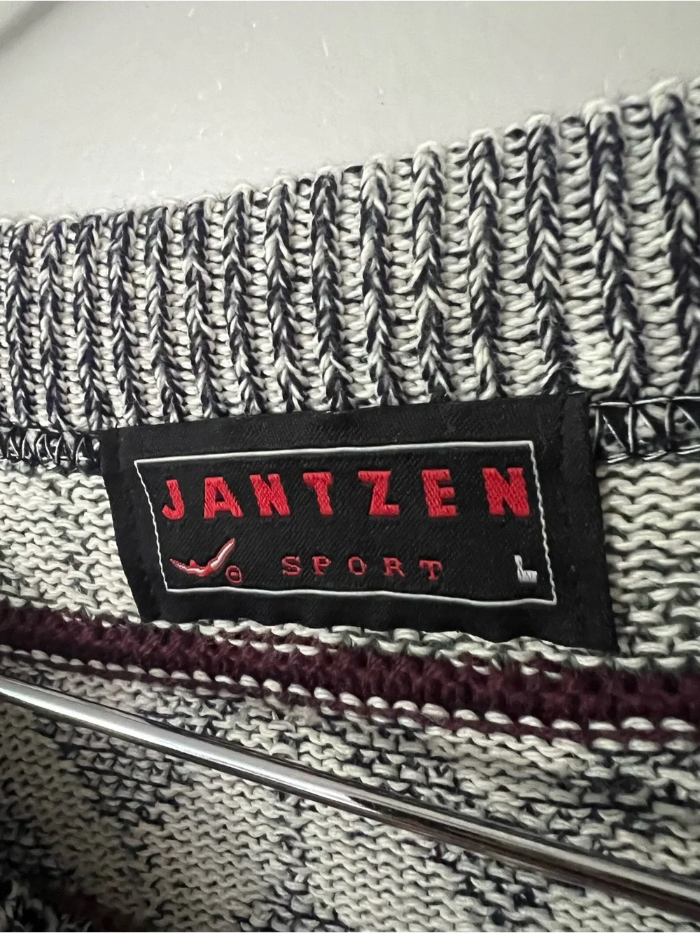 Vintage 80s 90s Mens Jantzen Grandpa Sweater Cotton Retro USA Grey Green Blue